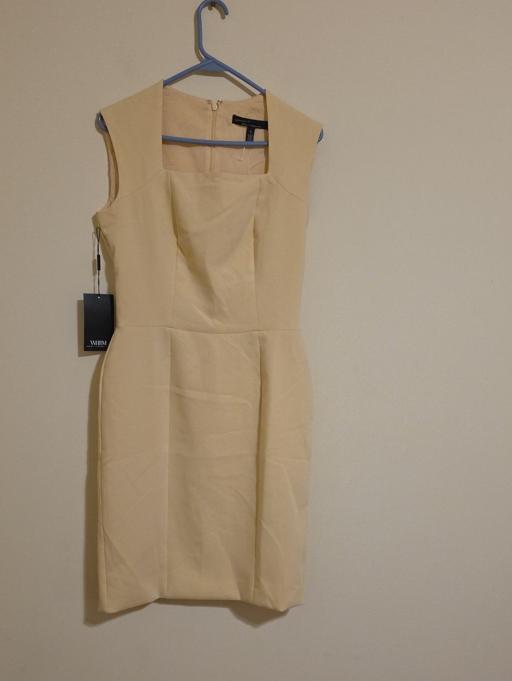 White House Black Market Cream Sleeveless Sheath Midi Dress